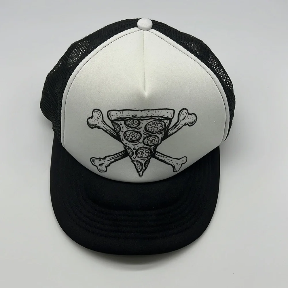 District - Pizza And Crossbones Fun Graphic Truck Driver Baseball Hat Onesize - Picture 6 of 11
